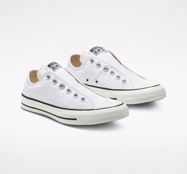 Men's Converse Chuck Taylor All Star Slip Canvas Shoes White / Black / White | 756-AJFVQB