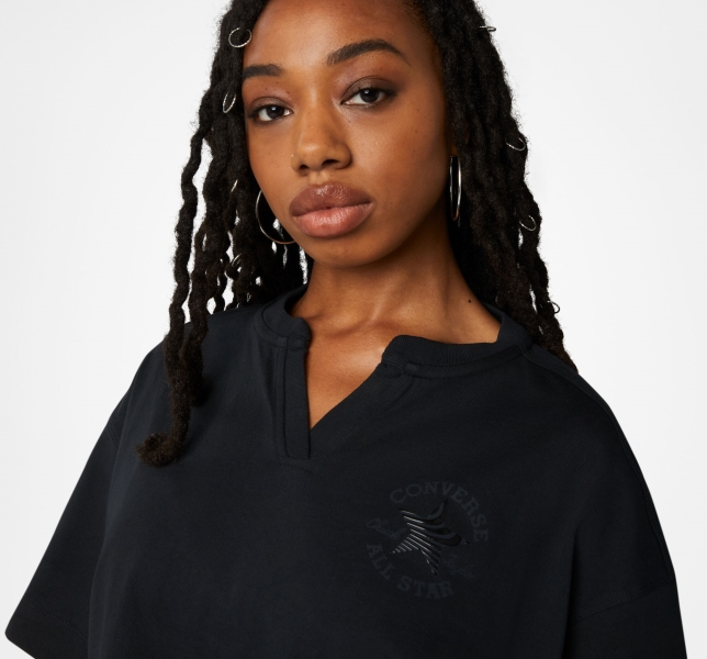 Women's Converse Cropped Chuck Taylor Patch T Shirts Black | 914-XYTUBA