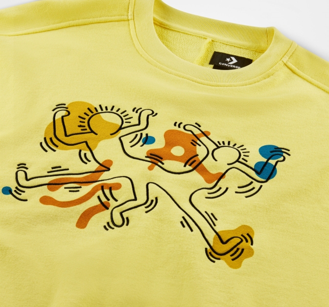Men's Converse Keith Haring Shapes Sweatshirts Yellow | 648-CAEFUO
