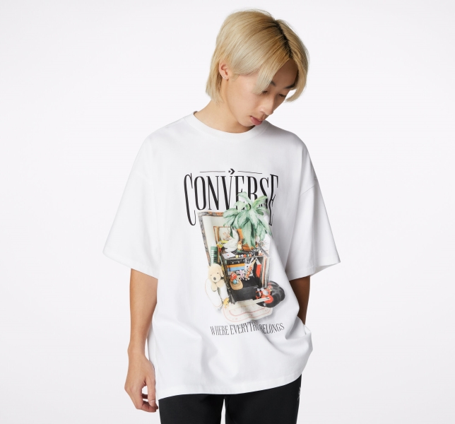 Men's Converse Hidden Treasures Graphic T Shirts White | 239-ODITXN