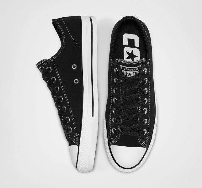 Men's Converse CONS Chuck Taylor All Star Pro Suede Skate Shoes Black / Black / White | 378-PRGXEU