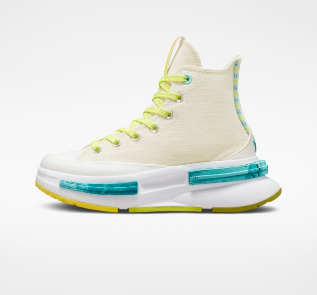Men's Converse Run Star Legacy CX Mi Gente Mi Alegria High Tops Beige / Lemon / Light Turquoise | 452-RTCPWA