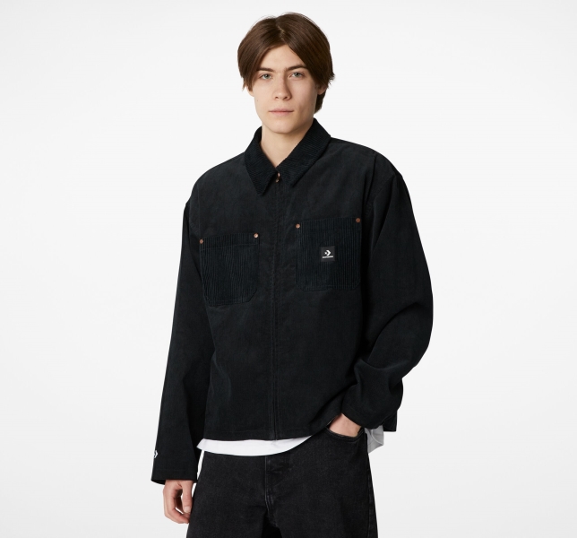 Men's Converse Lightweight Shop Jackets Black | 918-NMGXSW