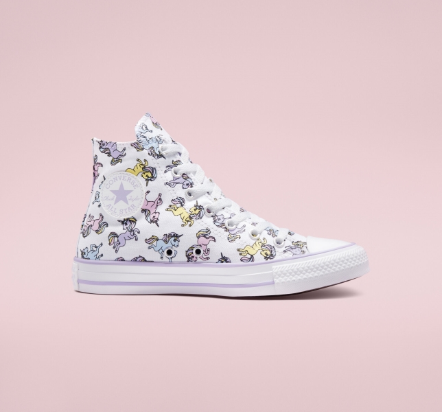 Kids' Converse Chuck Taylor All Star Unicorns Canvas Shoes White / Purple | 953-ODSRFA