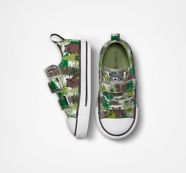 Kids' Converse Chuck Taylor All Star Easy-On Forest Camo Canvas Shoes White / Green / Green | 658-XKCDUQ