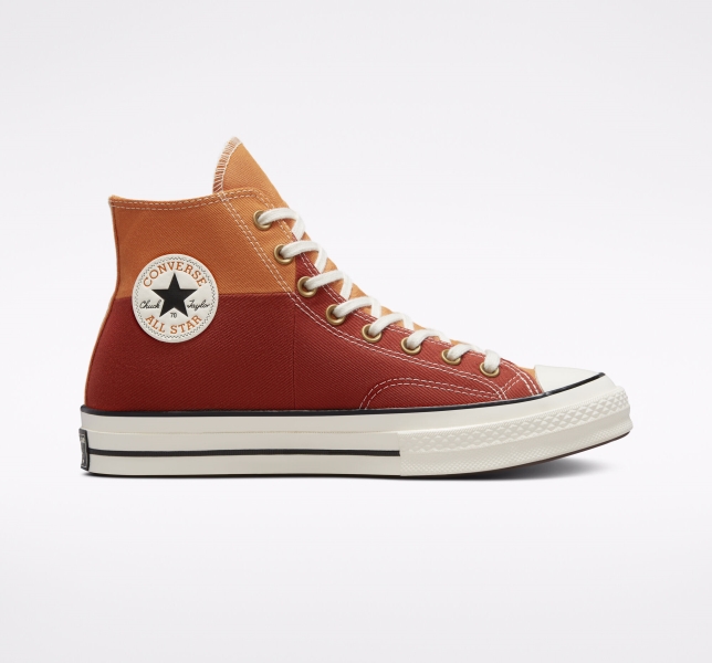 Men's Converse Chuck 70 Colorblocked Canvas Shoes Orange | 347-IBYKUL
