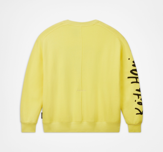 Men's Converse Keith Haring Shapes Sweatshirts Yellow | 648-CAEFUO