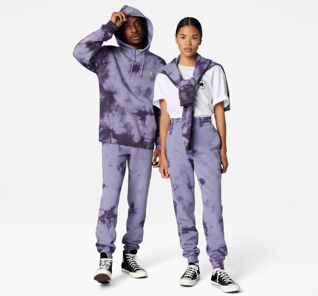 Men's Converse Go-To Star Chevron Washed Standard Fit Pants Purple / Dark | 290-VKFJNR