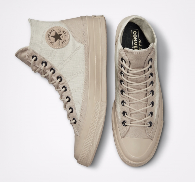 Men's Converse Chuck 70 GORE-TEX Canvas Shoes Light Beige | 635-WEIKTB