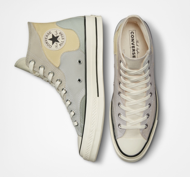 Women's Converse Chuck 70 Crafted Patchwork Canvas Shoes Brown / Lemon | 034-AHYCFB
