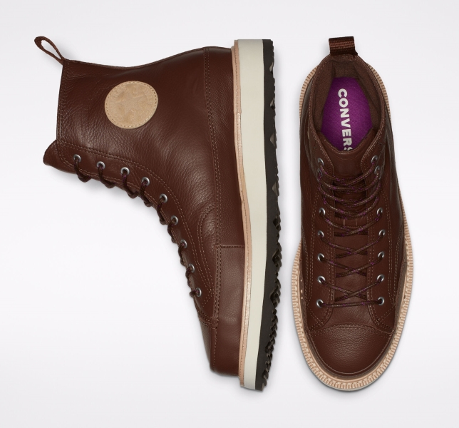 Women's Converse Chuck Taylor Crafted High Tops Chocolate / Black | 856-QXDRYP