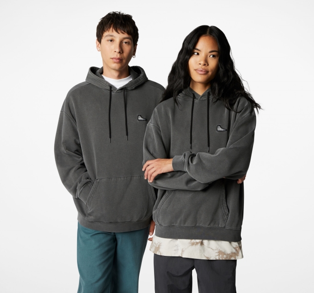 Men's Converse Go-To Chuck Taylor Patch Loose Fit Hoodie Black | 357-OBZTMP