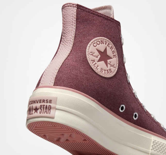 Women's Converse Chuck Taylor All Star Lift Tonal Materials High Tops Dark Burgundy / Grey Purple | 710-GZNKJW