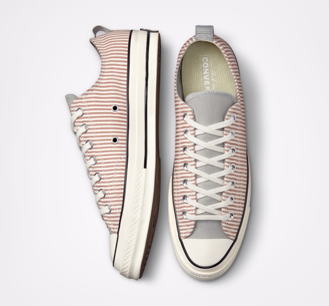 Women's Converse Chuck 70 Crafted Stripe Low Tops Olive | 593-CIWXNE