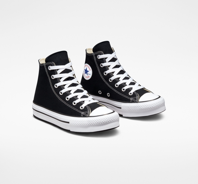 Kids' Converse Chuck Taylor All Star Lift Platform Shoes Black / White / Black | 943-ZTOKAQ