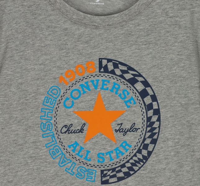 Kids' Converse Checkered Chuck Taylor Patch T Shirts Grey | 520-ZWMJYP