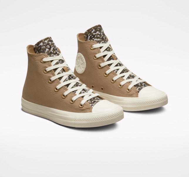 Women's Converse Chuck Taylor All Star Jacquard Camo High Tops Brown / Dark | 702-ZMXAFU