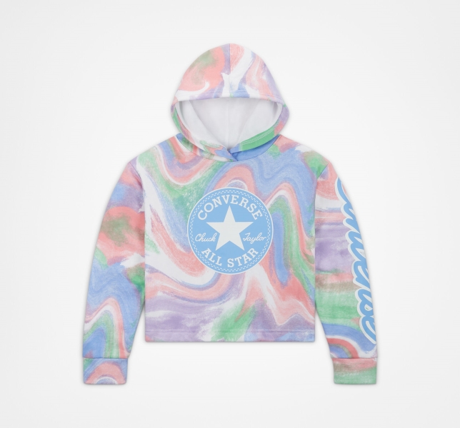 Kids' Converse Dye Printed Chuck Taylor Patch Hoodie Royal | 719-JIDKXV