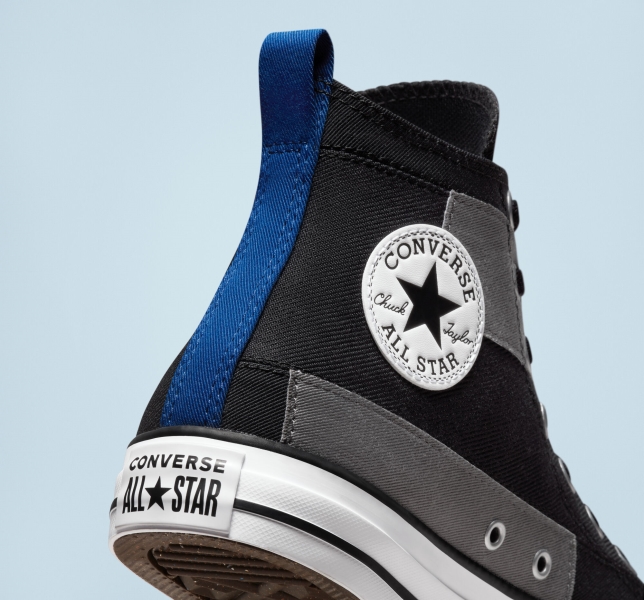 Men's Converse Chuck Taylor All Star Desert Patchwork Canvas Shoes Black / Blue / White | 492-GHZIQJ