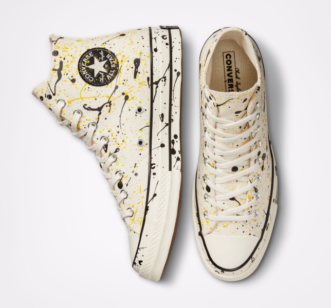 Women's Converse Chuck 70 Archive Paint Splatter Canvas Shoes Black | 795-NOQFZS