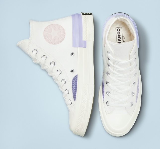 Women's Converse Chuck 70 Pop Layers High Tops White / Purple | 854-UBYXVK