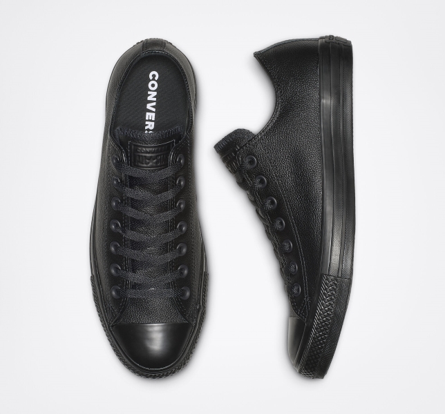 Women's Converse Chuck Taylor All Star Leather Low Tops Black | 201-WFXSOU