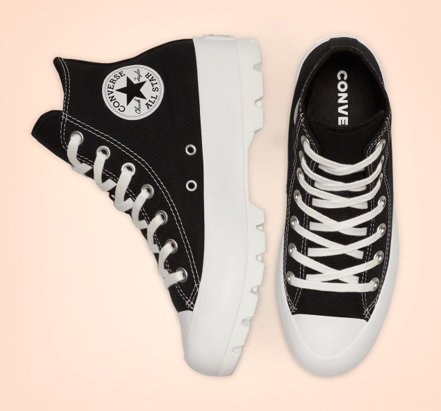 Women's Converse Chuck Taylor All Star Lugged Platform Shoes Black / White / Black | 807-OTJHIF