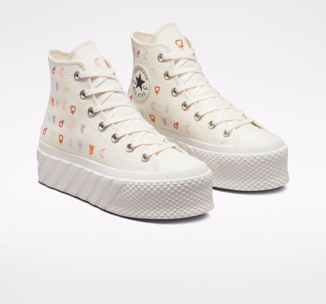 Women's Converse Chuck Taylor All Star Lift 2X Mystic Symbols High Tops White | 826-DAEGRI