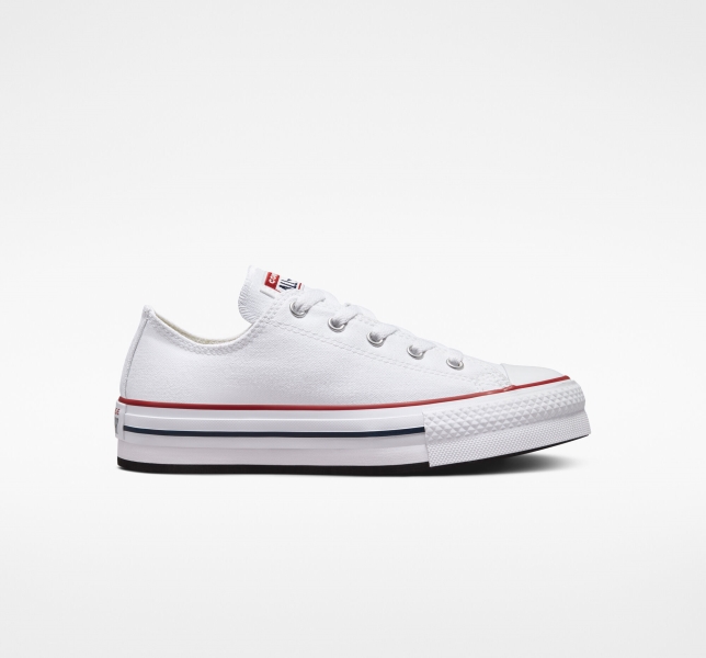 Kids' Converse Chuck Taylor All Star Lift Platform Shoes White / Dark Red / Navy | 436-HBNLRF