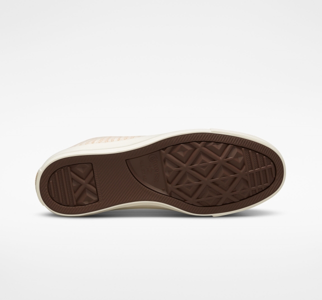 Women's Converse Chuck Taylor All Star Houndstooth Shine High Tops Light Gold | 051-OQKZGF