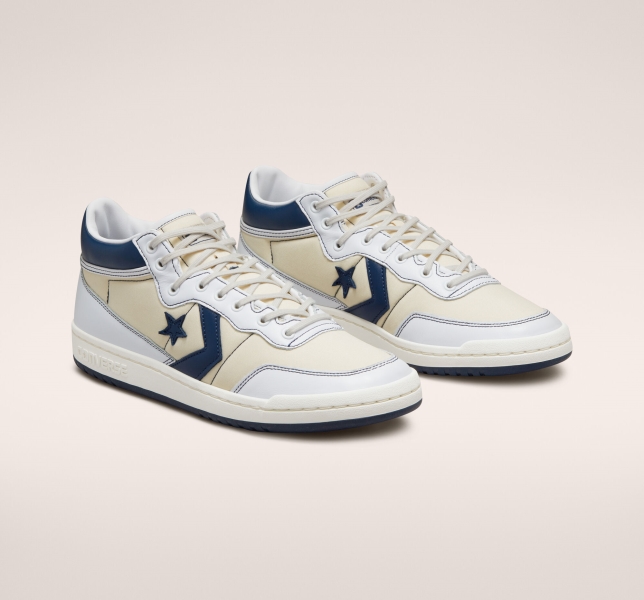 Men's Converse CONS Fastbreak Pro Sage Leather Shoes White / Navy | 650-LUXFEV