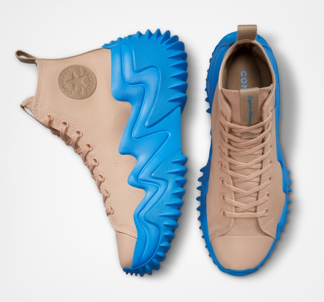 Men's Converse Chase the Drip x SGA Run Star Motion Platform Shoes Beige / Khaki / Blue | 906-POZNWK