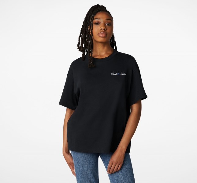 Women's Converse All Star Oversized T Shirts Black | 160-BOLHYN