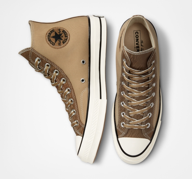 Women's Converse Chuck 70 Mixed Materials High Tops Khaki / Brown | 375-JAWKOI