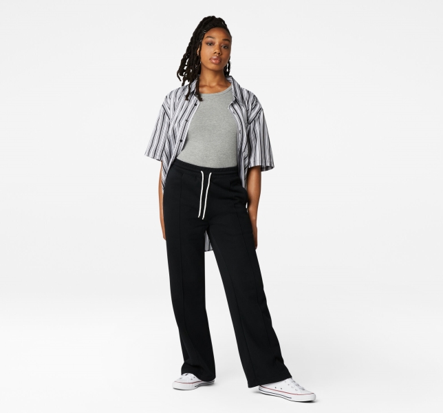 Women's Converse Wide Leg Knit Pants Black | 206-LIHPWZ