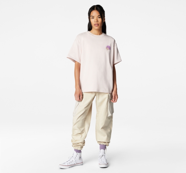Women's Converse Desert Rave Oversized Art T Shirts Rose | 351-TNSAUK