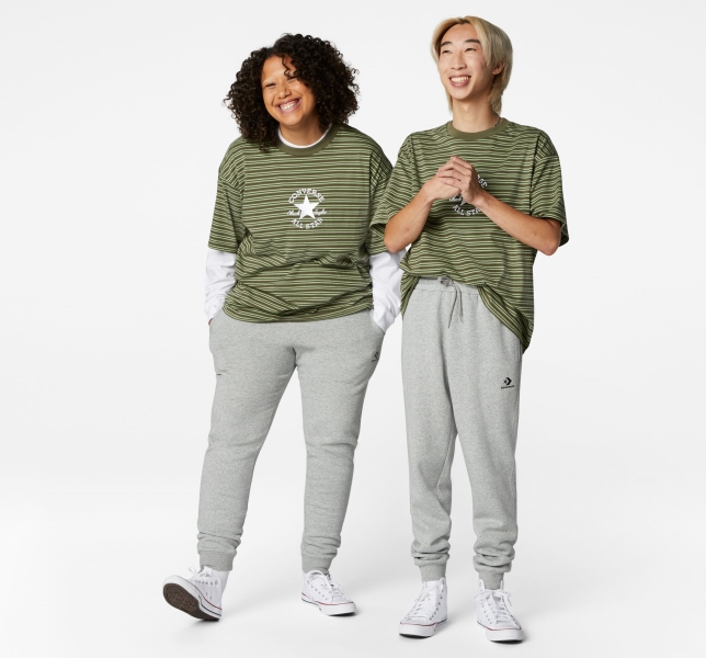 Women's Converse Go-To Striped All Star Patch Loose Fit T Shirts Stripes | 694-MRZWSX