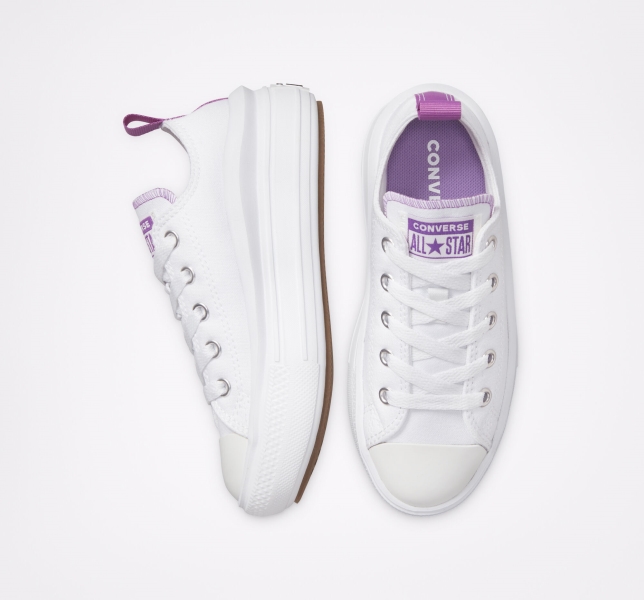 Kids' Converse Chuck Taylor All Star Move Platform Shoes White / Purple / White | 673-VSXWNE