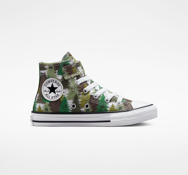 Kids' Converse Chuck Taylor All Star Easy-On Forest Camo Canvas Shoes White / Green / Green | 658-XKCDUQ