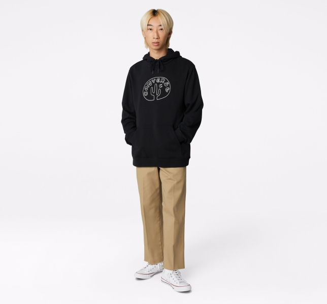 Men's Converse Desert Graphic Hoodie Black | 512-HWDVUE