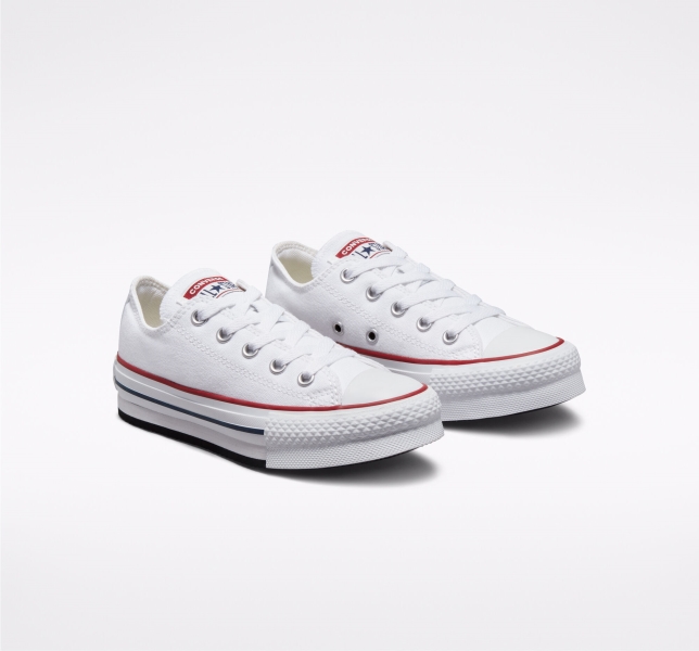 Kids' Converse Chuck Taylor All Star Lift Platform Shoes White / Dark Red / Navy | 478-KUPCBS