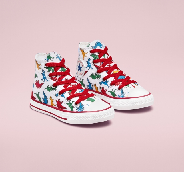 Kids' Converse Chuck Taylor All Star Dinosaurs Canvas Shoes White / Red / Blue | 308-IBNWVP