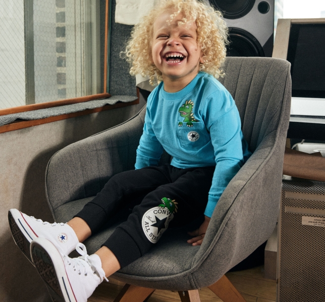 Kids' Converse Dino Long Sleeve T Shirts Black | 630-ZGYFJM