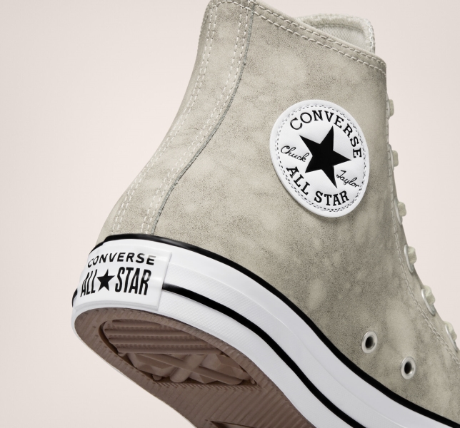 Women's Converse Chuck Taylor All Star Distressed Leather High Tops Light Beige | 164-RNAIUF