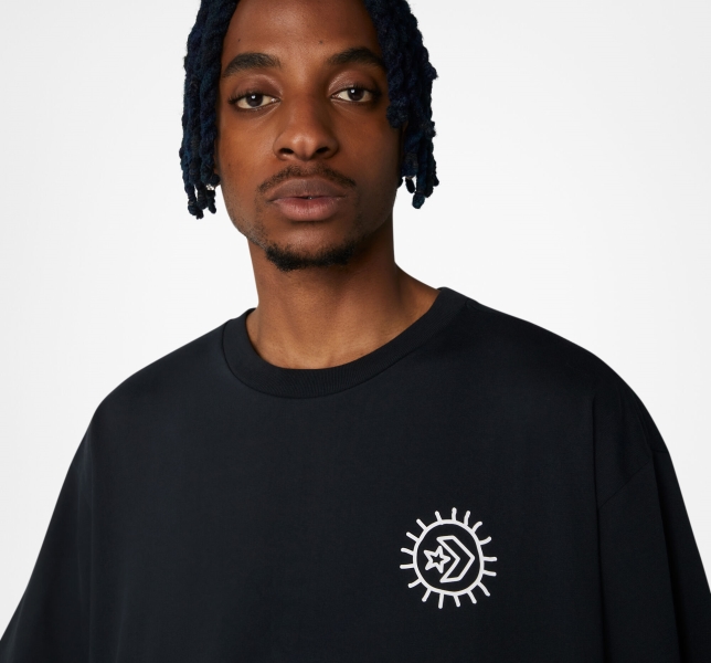 Men's Converse Inverted Desert Graphic T Shirts Black | 281-IOEVFA