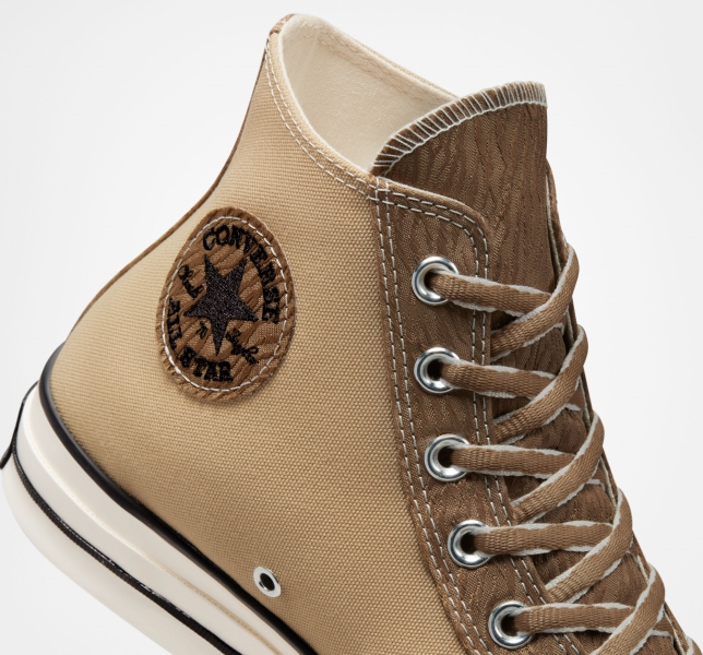Women's Converse Chuck 70 Mixed Materials High Tops Khaki / Brown | 375-JAWKOI