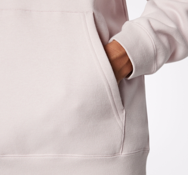 Women's Converse Go-To Embroidered Star Chevron Standard Fit Fleece Hoodie Rose | 218-QCIWZS