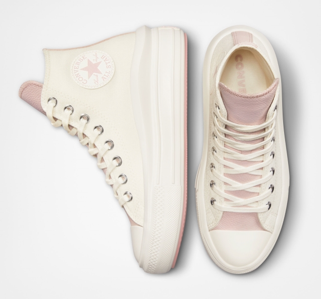 Women's Converse Chuck Taylor All Star Move Tonal Materials High Tops Grey Purple / Red Pink | 429-KBIYJW