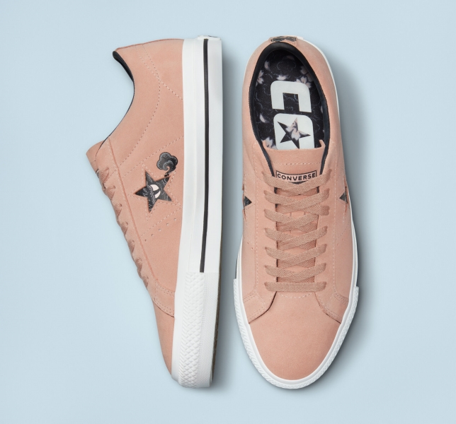 Women's Converse CONS One Star Pro Tattoo Art Low Tops Pink / White / Black | 176-NMTFWB