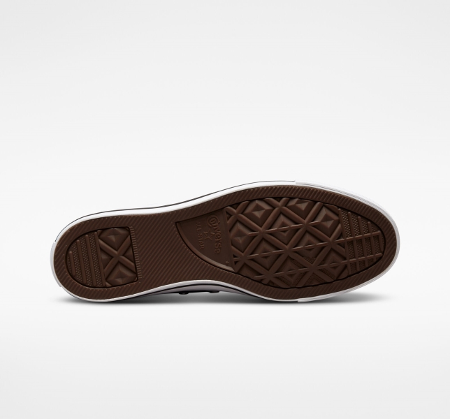 Women's Converse Chuck Taylor All Star Tumbled Leather High Tops Brown / White / Black | 647-STRVOQ